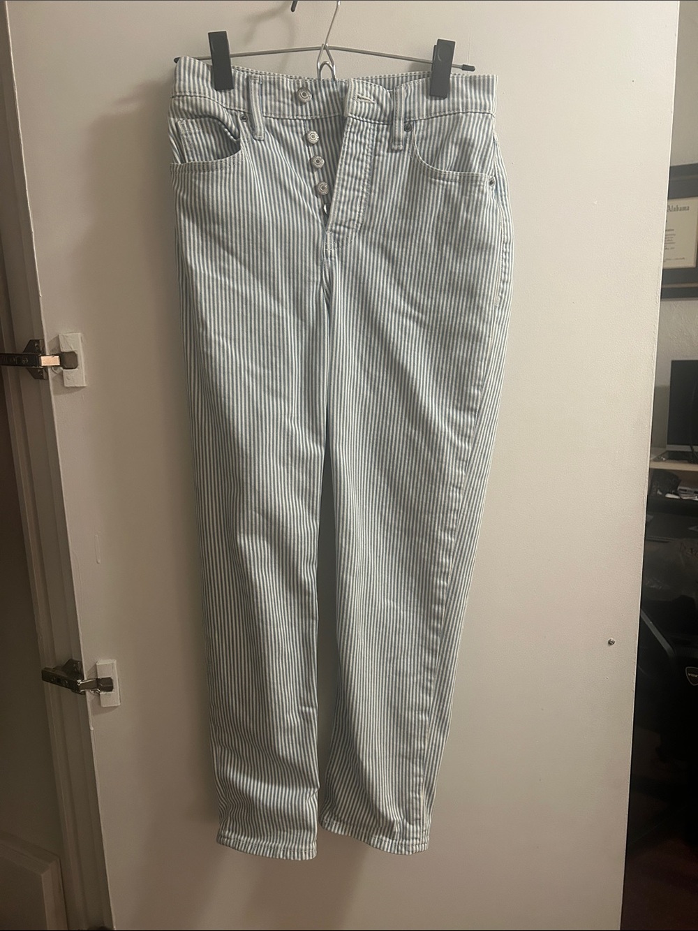 Old Navy High-Rise Vertical Stripe Women’s Jeans - Light Blue/White size 0 - Picture 1 of 2